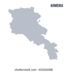 Vector abstract hatched map of Armenia isolated on a white background. Travel vector illustration.