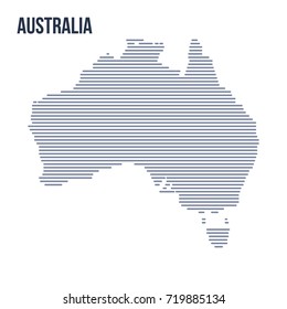 Vector abstract hatched map of Australia with horizontal lines isolated on a white background. Travel vector illustration.