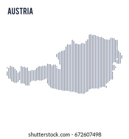 Vector abstract hatched map of Austria with vertical lines isolated on a white background. Travel vector illustration.