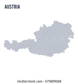 Vector abstract hatched map of Austria with spiral lines isolated on a white background. Travel vector illustration.