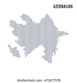 Vector abstract hatched map of Azerbaijan with vertical lines isolated on a white background. Travel vector illustration.