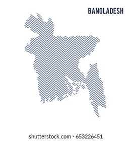 Vector abstract hatched map of Bangladesh isolated on a white background. Travel vector illustration.