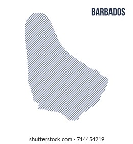 Vector abstract hatched map of Barbados with oblique lines isolated on a white background. Travel vector illustration.