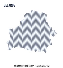 Vector abstract hatched map of Belarus isolated on a white background. Travel vector illustration.