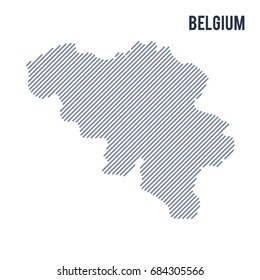 Vector abstract hatched map of Belgium with oblique lines isolated on a white background. Travel vector illustration.