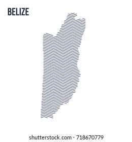 Vector abstract hatched map of Belize with zig zag lines isolated on a white background. Travel vector illustration.