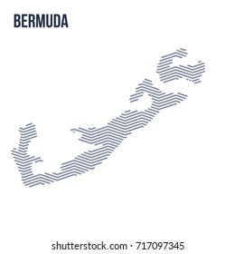 Vector abstract hatched map of Bermuda with zig zag lines isolated on a white background. Travel vector illustration.