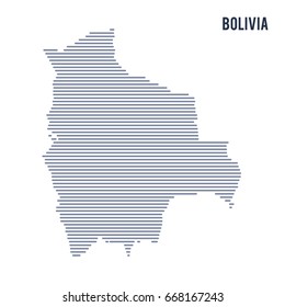 Vector abstract hatched map of Bolivia with lines isolated on a white background. Travel vector illustration.