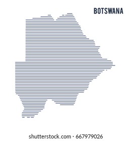 Vector abstract hatched map of Botswana with lines isolated on a white background.