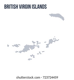 Vector abstract hatched map of British Virgin Islands with curve lines isolated on a white background. Travel vector illustration.