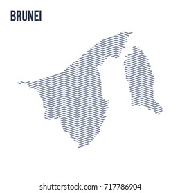 Vector abstract hatched map of Brunei with zig zag lines isolated on a white background. Travel vector illustration.