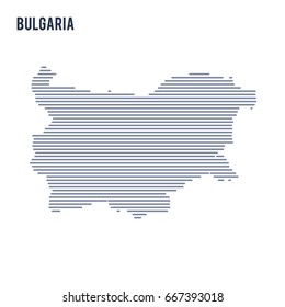 Vector abstract hatched map of Bulgaria with lines isolated on a white background.