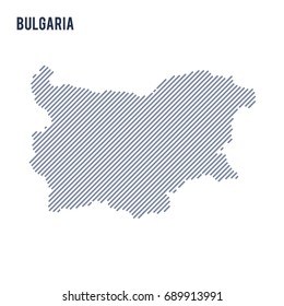 Vector abstract hatched map of Bulgaria with oblique lines isolated on a white background. Travel vector illustration.