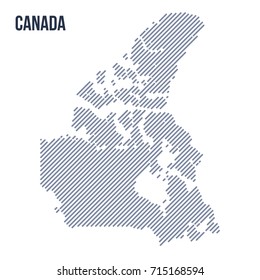 Vector abstract hatched map of Canada with oblique lines isolated on a white background. Travel vector illustration.