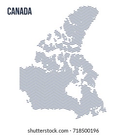 Vector abstract hatched map of Canada with zig zag lines isolated on a white background. Travel vector illustration.
