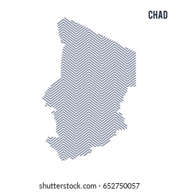 Vector abstract hatched map of Chad isolated on a white background. Travel vector illustration.