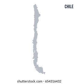 Vector abstract hatched map of Chile isolated on a white background. Travel vector illustration.