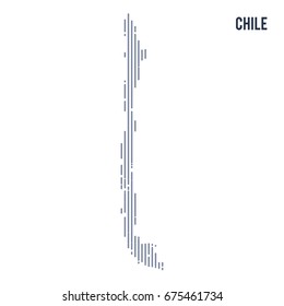 Vector abstract hatched map of Chile with vertical lines isolated on a white background. Travel vector illustration.