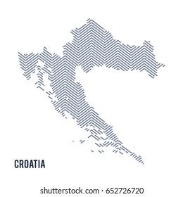 Vector abstract hatched map of Croatia isolated on a white background. Travel vector illustration.