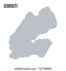 Vector abstract hatched map of Djibouti with zig zag lines isolated on a white background. Travel vector illustration.