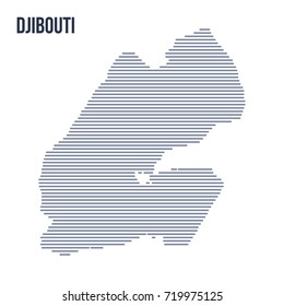Vector abstract hatched map of Djibouti with horizontal lines isolated on a white background. Travel vector illustration.