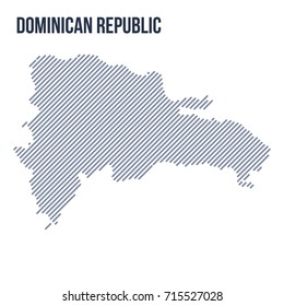 Vector abstract hatched map of Dominican Republic with oblique lines isolated on a white background. Travel vector illustration.