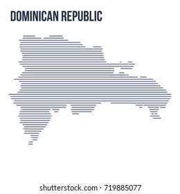 Vector abstract hatched map of Dominican Republic with horizontal lines isolated on a white background. Travel vector illustration.
