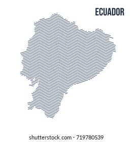 Vector abstract hatched map of Ecuador with zig zag lines isolated on a white background. Travel vector illustration.
