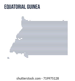 Vector abstract hatched map of Equatorial Guinea with horizontal lines isolated on a white background. Travel vector illustration.