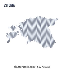 Vector abstract hatched map of Estonia isolated on a white background. Travel vector illustration.