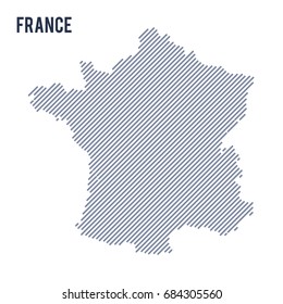Vector abstract hatched map of France with oblique lines isolated on a white background. Travel vector illustration.