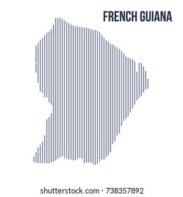 Vector abstract hatched map of French Guiana with vertical lines isolated on a white background. Travel vector illustration.