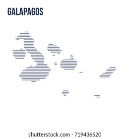 Vector abstract hatched map of Galapagos with horizontal lines isolated on a white background. Travel vector illustration.