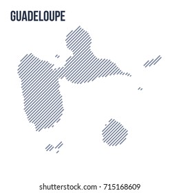 Vector abstract hatched map of Guadeloupe with oblique lines isolated on a white background. Travel vector illustration.