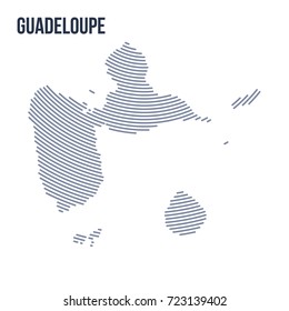 Vector abstract hatched map of Guadeloupe with curve lines isolated on a white background. Travel vector illustration.