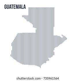 Vector abstract hatched map of Guatemala with vertical lines isolated on a white background. Travel vector illustration.