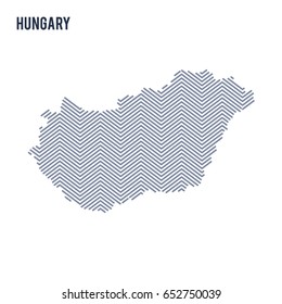 Vector abstract hatched map of Hungary isolated on a white background. Travel vector illustration.