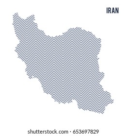 Vector abstract hatched map of Iran isolated on a white background. Travel vector illustration.