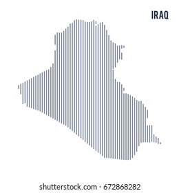 Vector abstract hatched map of Iraq with vertical lines isolated on a white background. Travel vector illustration.