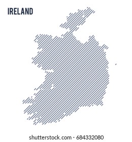 Vector abstract hatched map of Ireland with oblique lines isolated on a white background. Travel vector illustration.