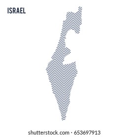 Vector abstract hatched map of Israel isolated on a white background. Travel vector illustration.