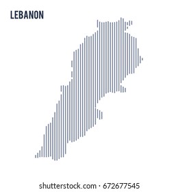 Vector abstract hatched map of Lebanon with vertical lines isolated on a white background. Travel vector illustration.