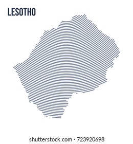 Vector abstract hatched map of Lesotho with curve lines isolated on a white background. Travel vector illustration.