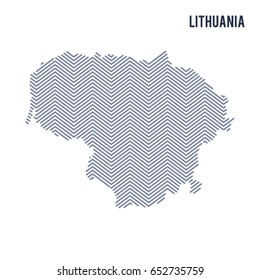 Vector abstract hatched map of Lithuania isolated on a white background. Travel vector illustration.