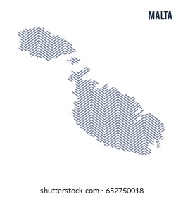 Vector abstract hatched map of Malta isolated on a white background. Travel vector illustration.