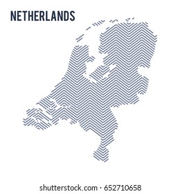 Vector abstract hatched map of Netherlands isolated on a white background. Travel vector illustration.