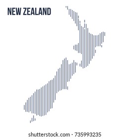Vector abstract hatched map of New Zealand with vertical lines isolated on a white background. Travel vector illustration.