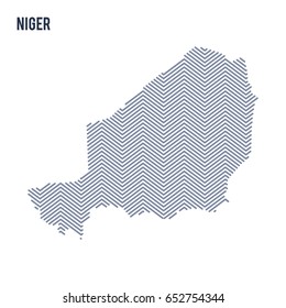 Vector abstract hatched map of Niger isolated on a white background. Travel vector illustration.