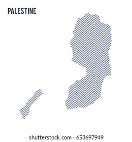 Vector abstract hatched map of Palestine isolated on a white background. Travel vector illustration.