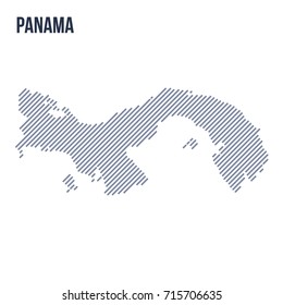 Vector abstract hatched map of Panama with oblique lines isolated on a white background. Travel vector illustration.